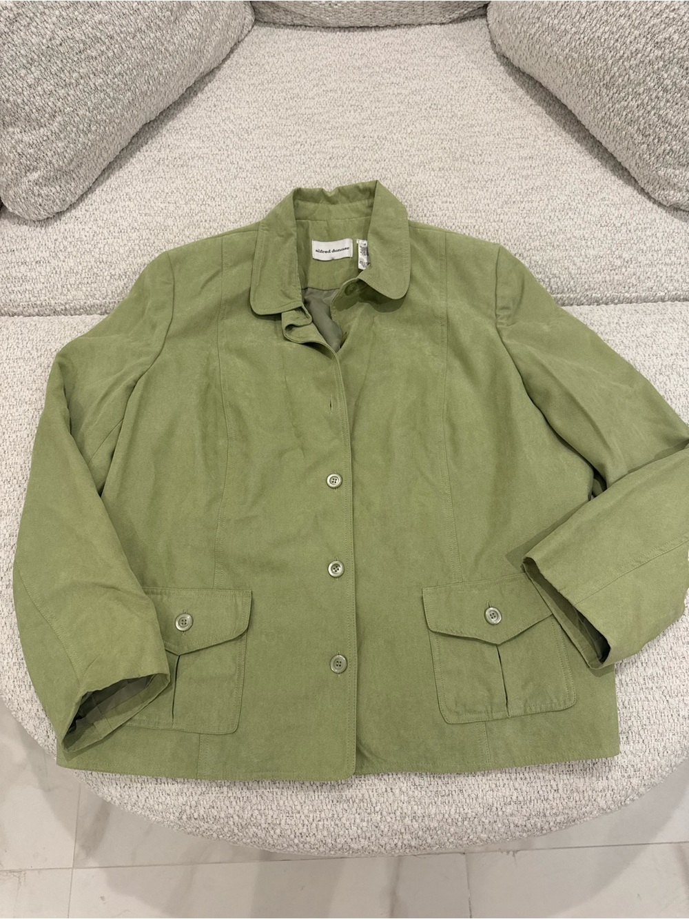 Alfred Dunner Plus Size Blazer Women's Green Faux Suede Button Up Jacket